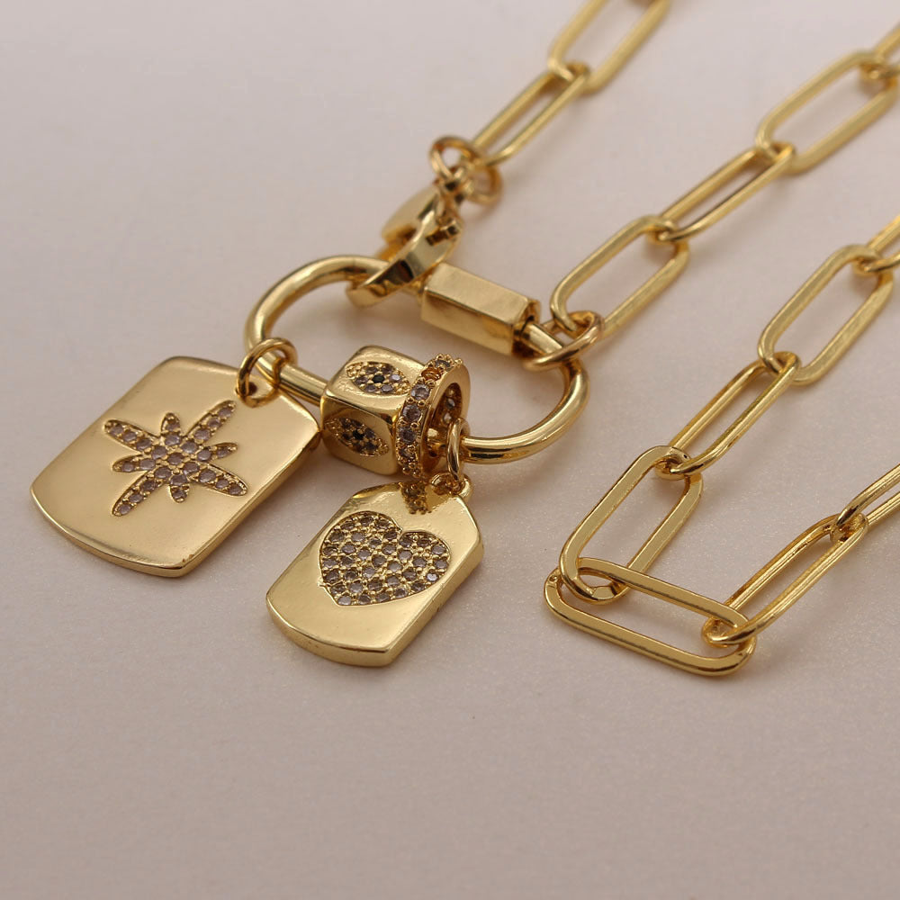 Wholesale Micropaved Zirconia Love Rectangular Necklace